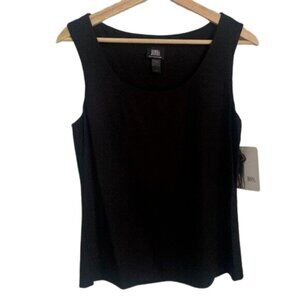 Donna Fashions Black Round Neck Stretch Sleeveless Tank Top Size L